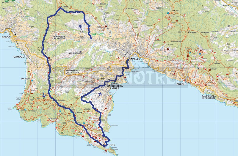Itinéraire en boucle Rapallo - Ruta - Portofino - S. Margherita ligure