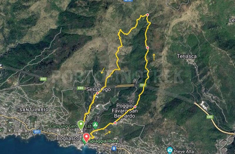 itinéraire en boucle Bogliasco - Poggio - Sessarego