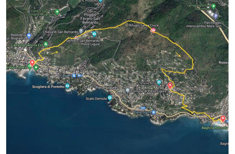 Bogliasco - Santa Croce - Pieve Ligure - Sori