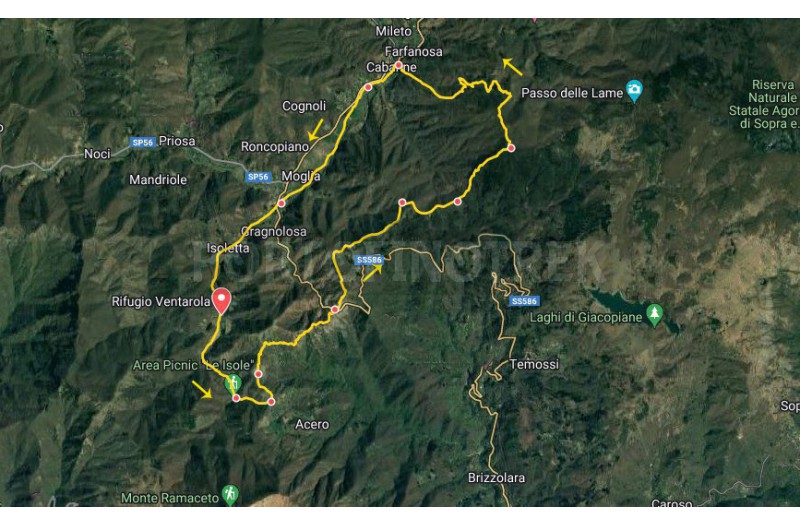 Ventarola - Passo della Forcella - Versante sud Monte Fascia - Farfanosa - Cabanne - Ventarola