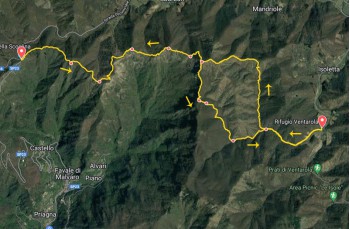 Trail ad anello  Ventarola - Monte Pagliaro - Passo della Scoglina - Casoni d'Arena