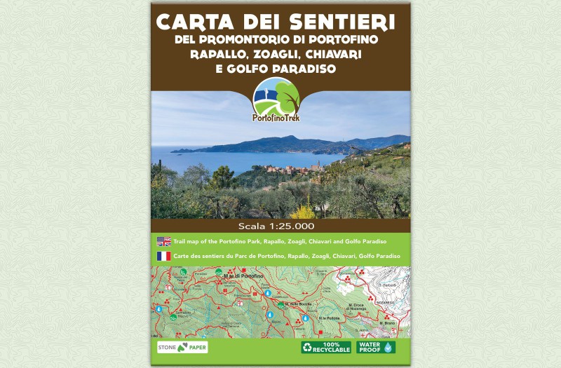 Carte des sentiers du Parc de Portofino, Rapallo et Zoagli, Chiavari e Golfo Paradiso