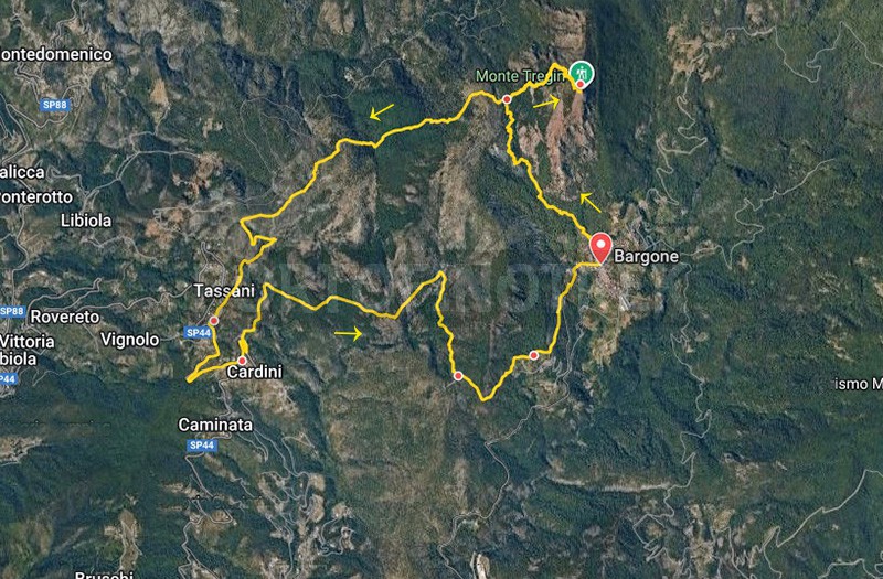 Circular trail Bargone - Monte Tregin - Tassani - Cardini