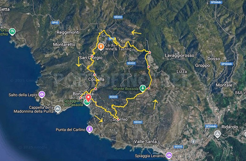 Trail ad anello Bonassola - Monte Rossola