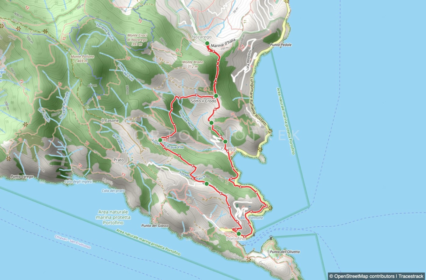 Rundweg Nozarego - Gave - Paraggi - Portofino - Valle Acqua Viva