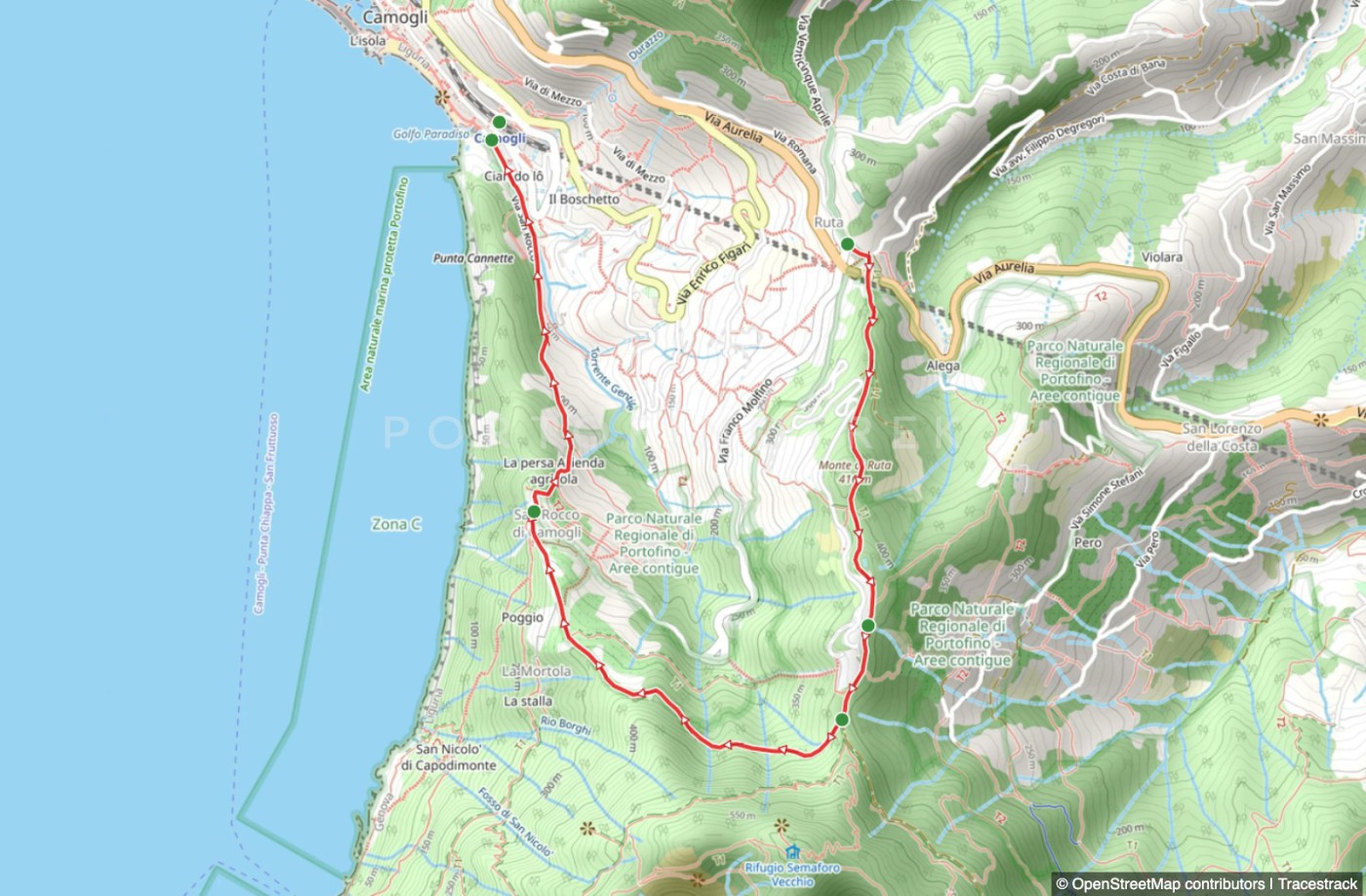 Ruta - Portofino Vetta - Gaixella - San Rocco - Camogli