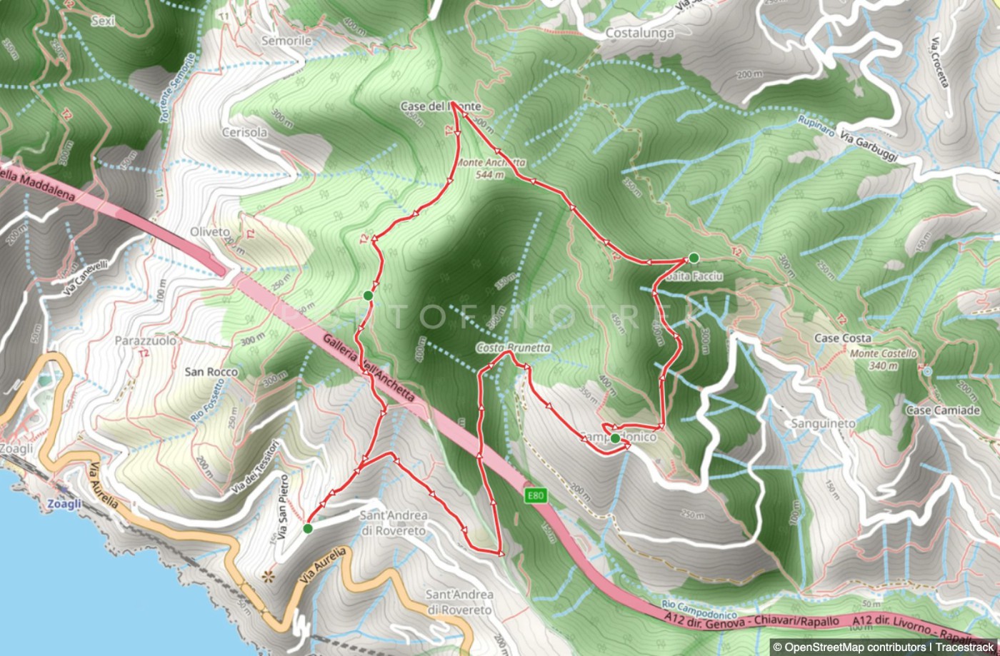 Itinéraire en boucle San Pietro di Rovereto - Campodonico - Monte Anchetta