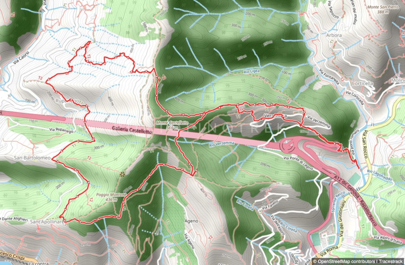 Rundweg Recco - Verzemma - Piane di Capreno - Capreno - Rupanego - S. Apollinare