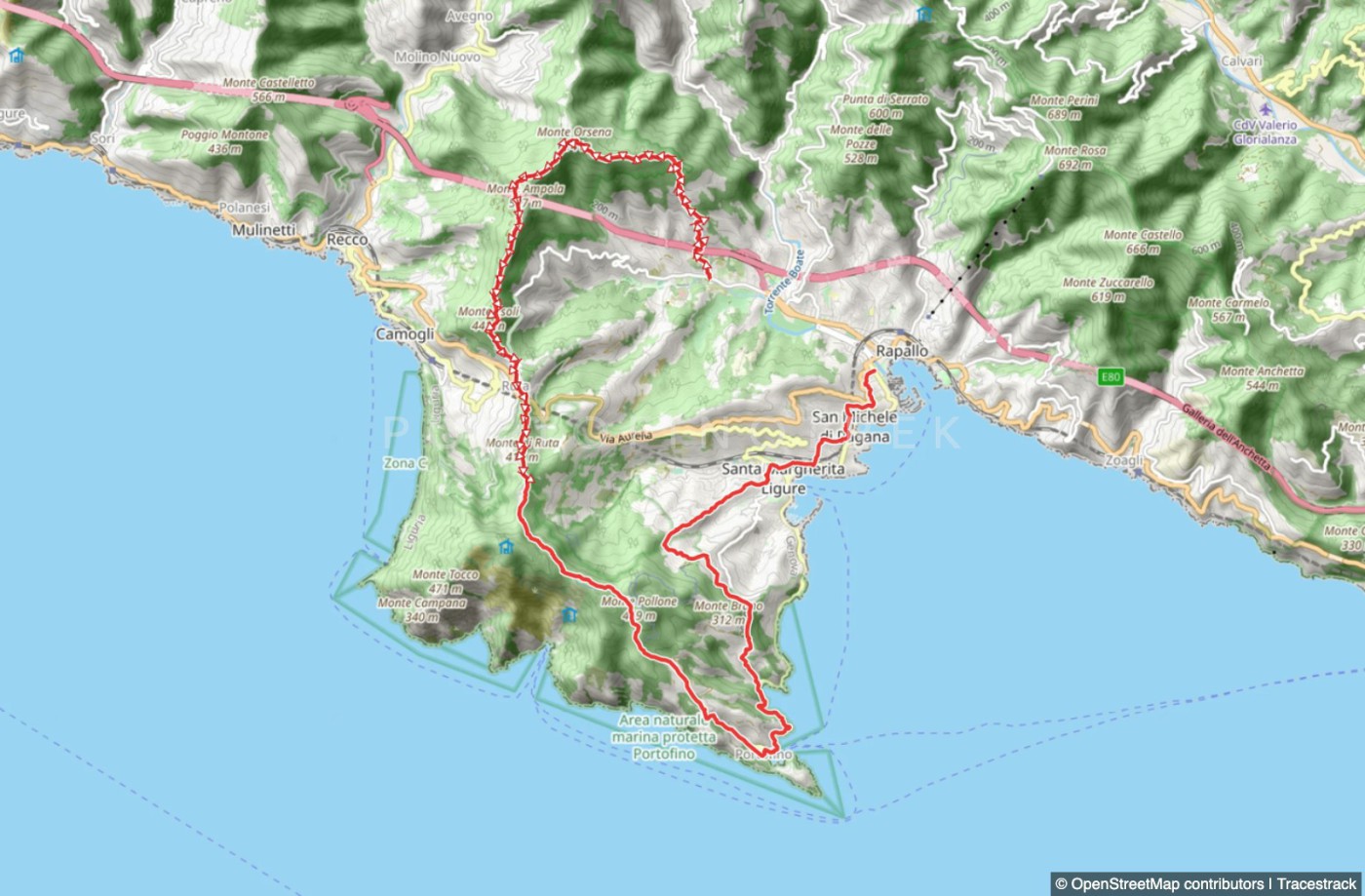 Rundweg Rapallo - Ruta - Portofino - S. Margherita ligure