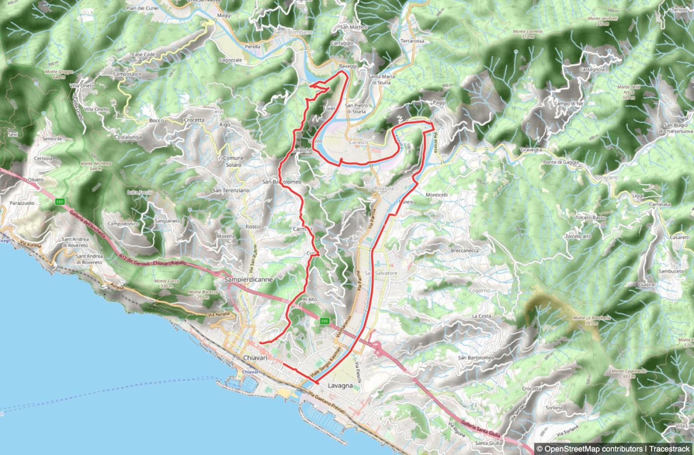 Rundweg Chiavari - San Bartolomeo - Carasco