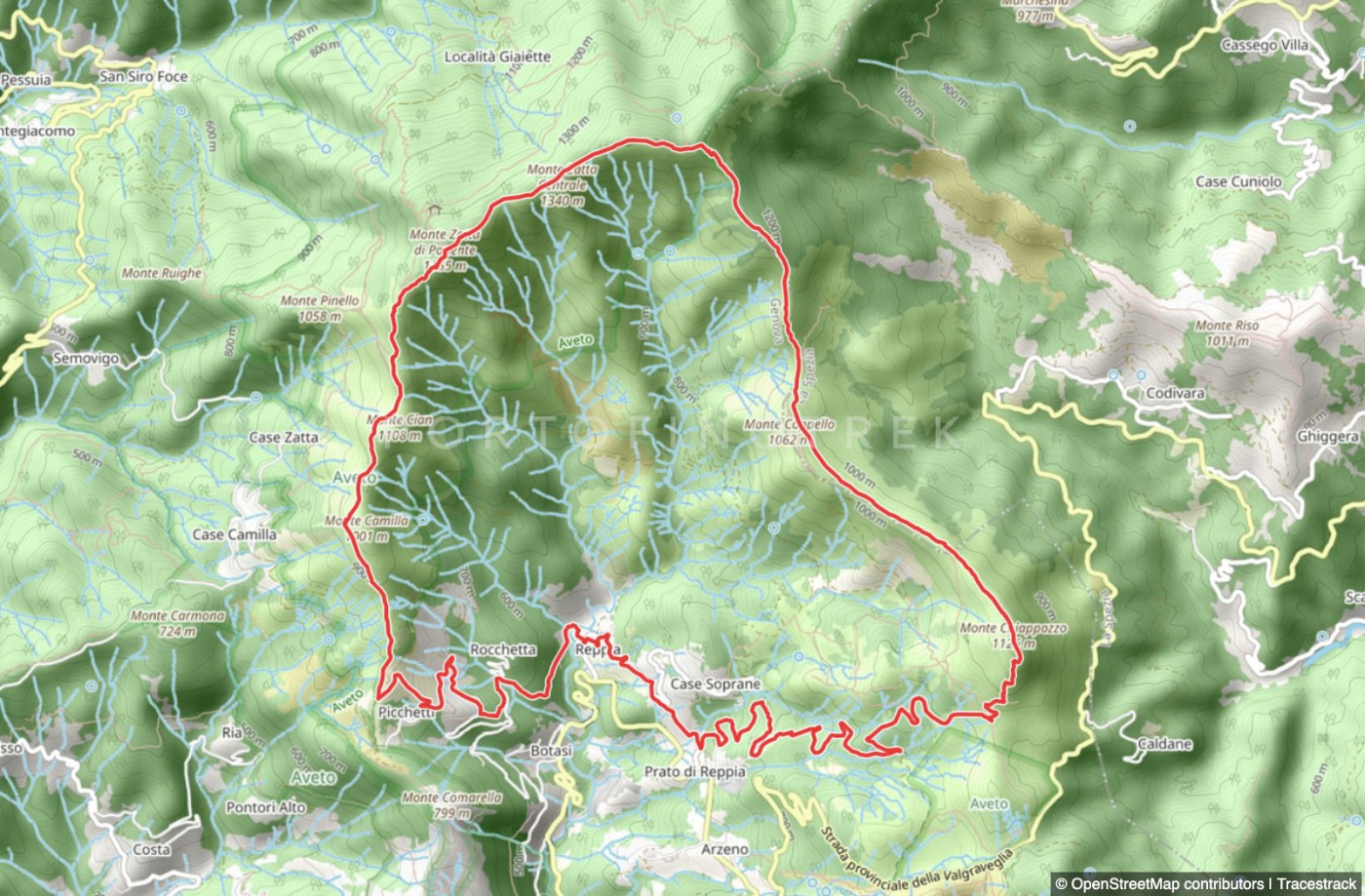 Itinéraire en boucle Reppia - Monte Zatta - Monte Chiappozzo