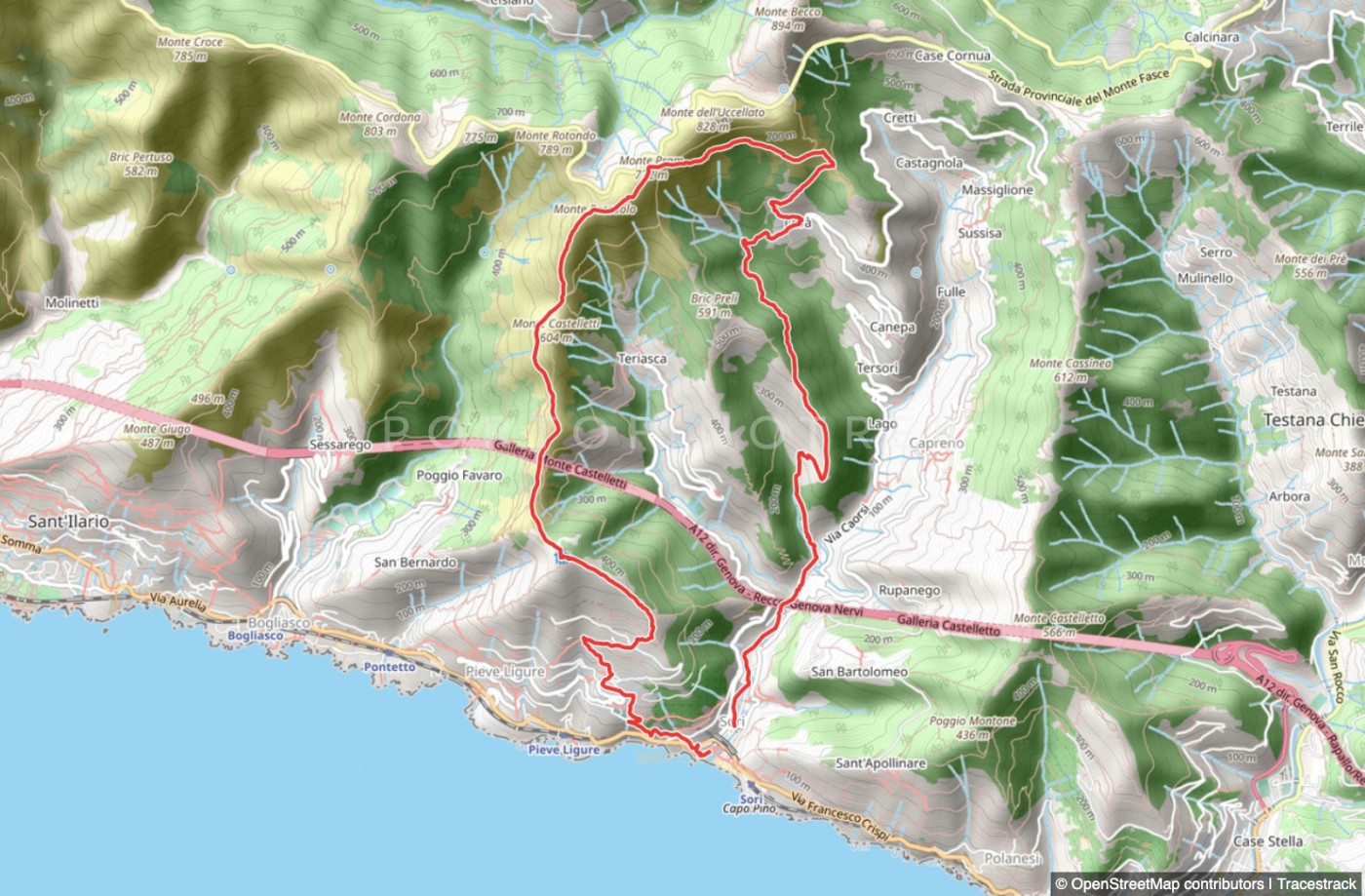 Rundweg Sori - Levà - Monte Possuolo - Santa Croce - Pieve ligure