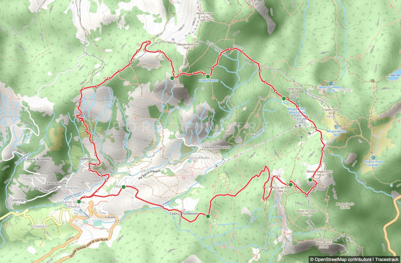Rundweg S. Stefano d'Aveto - Monte Groppo Rosso - Prato Cipolla - Monte Maggiorasca