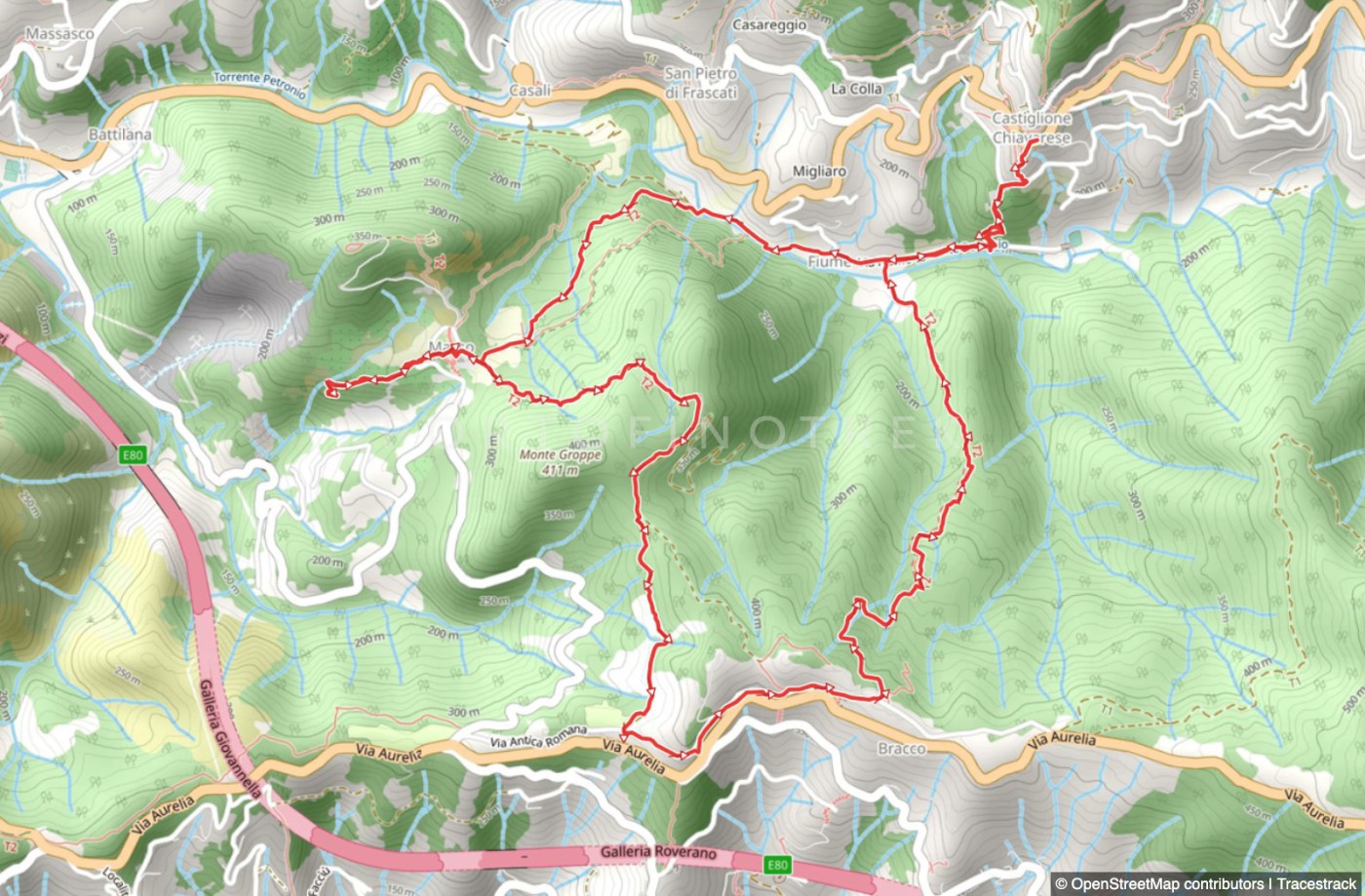 Itinéraire en boucle Castiglione chiavarese - Masso - Bracco