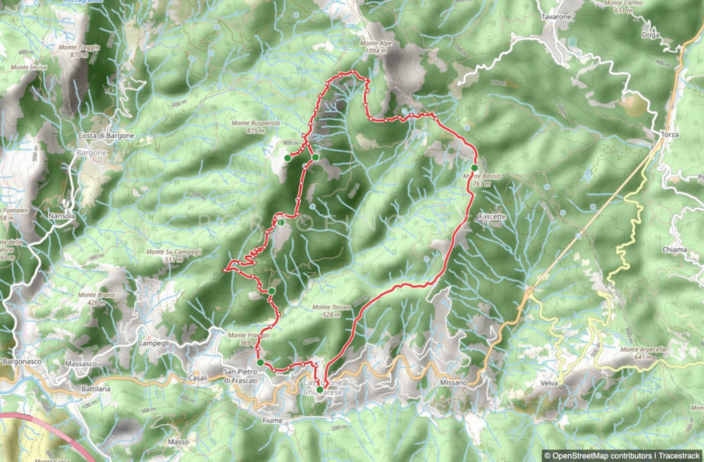 Itinéraire en boucle Castiglione chiavarese - Monte Pu' - Passo Colello