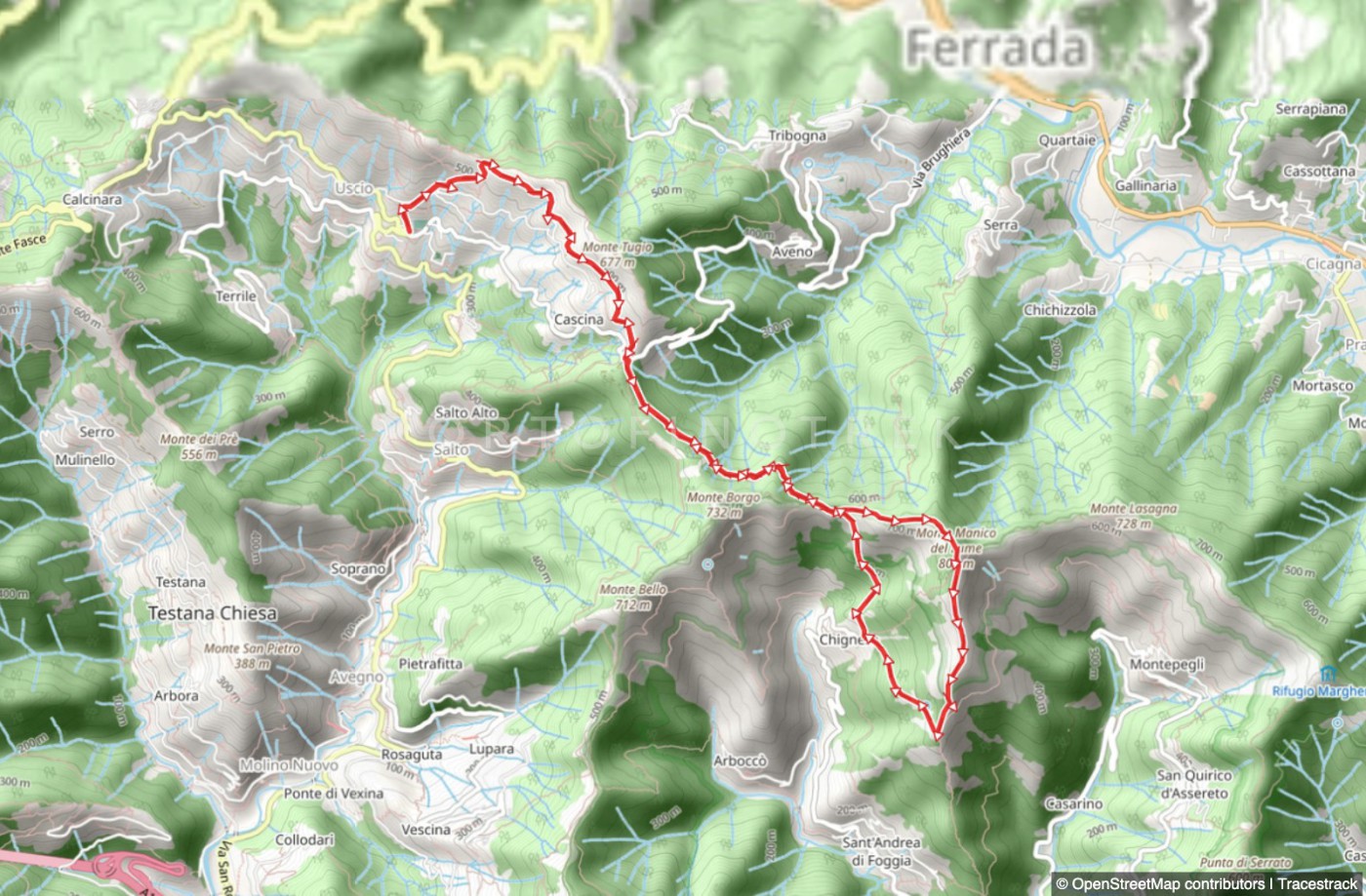 Rundweg von Uscio zum Manico del Lume und Chignero
