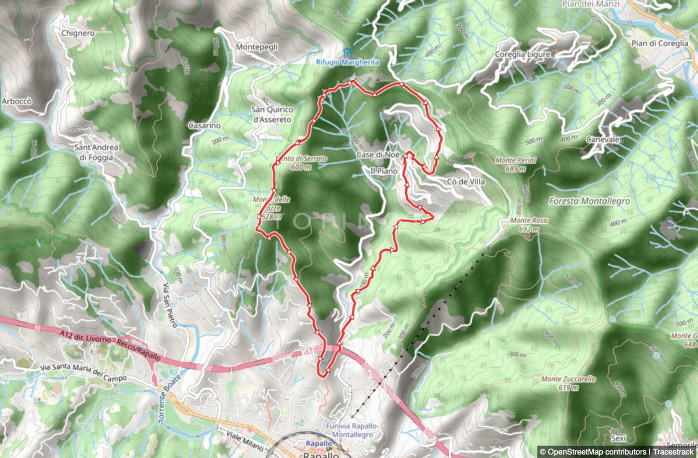 Rapallo - S. Maurizio dei monti - Passo della Crocetta - Pian dei merli - Rapallo