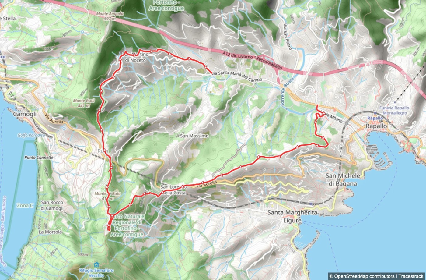 Rundweg mit Start in Rapallo und Ziel in Santa Maria del Campo