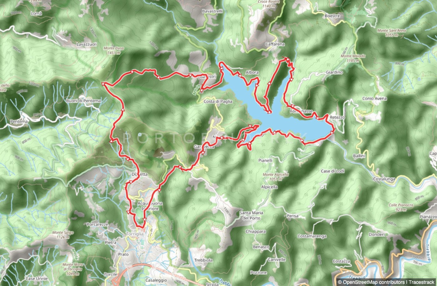 Itinéraire en boucle Torriglia - Bavastri - Lago del Brugneto