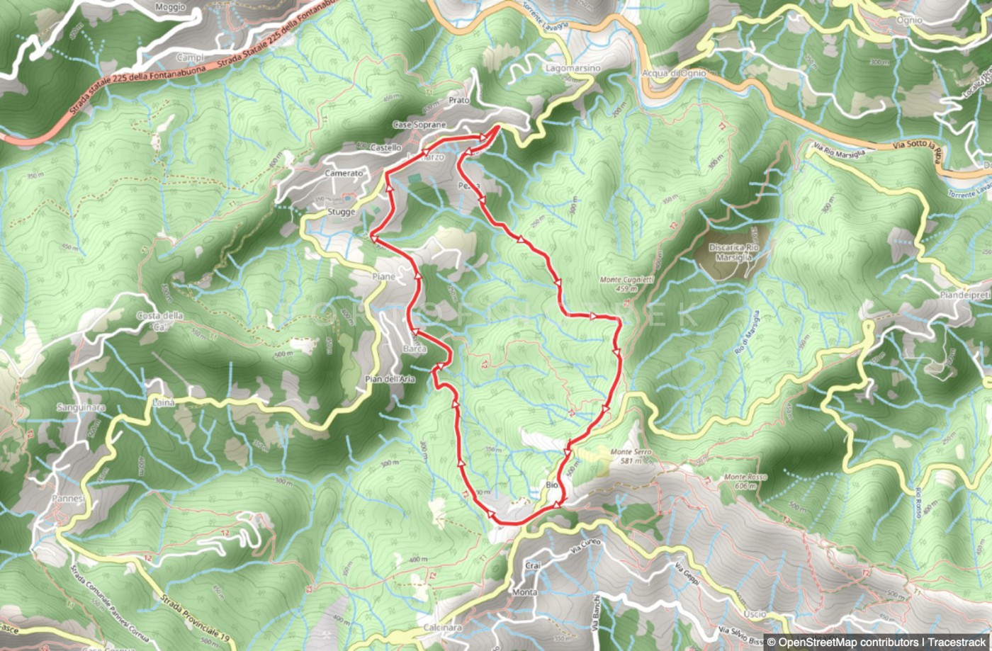 Itinéraire en boucle  de Colle Caprile à Lumarzo
