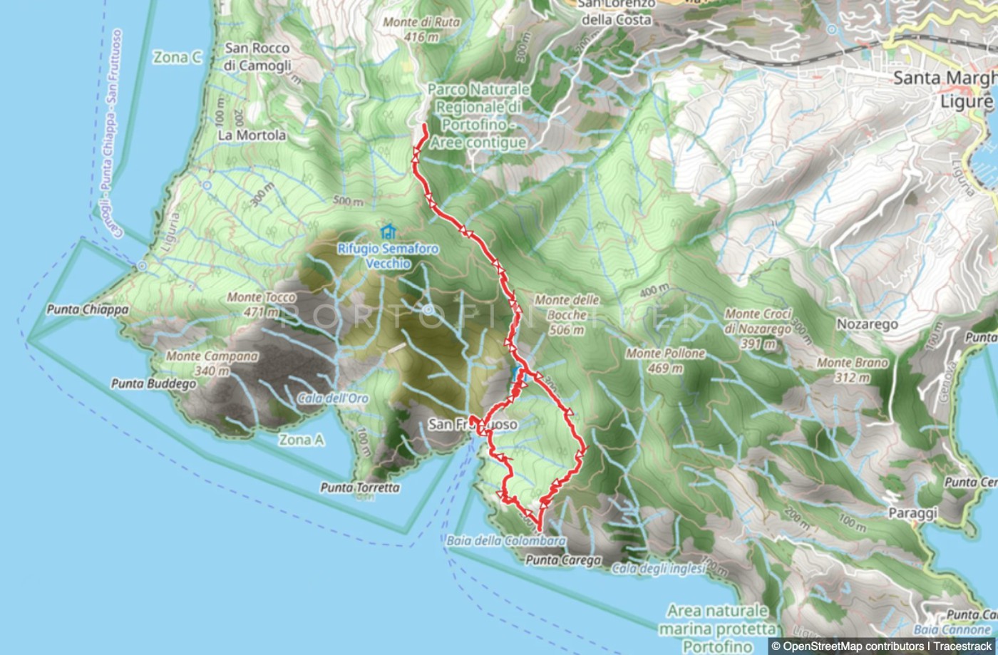 Rundweg von Portofino Vetta nach San Fruttuoso über Base 0