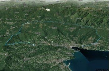 Ein langer Trail von etwa 22 Kilometern auf den Höhen von Rapallo