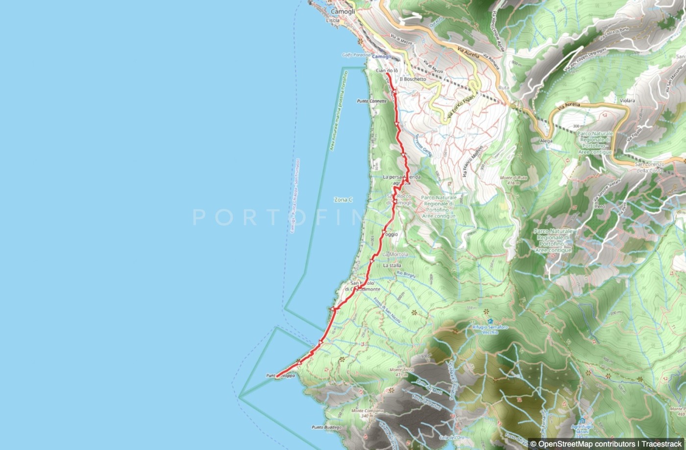 Wanderweg von Camogli nach Punta Chiappa