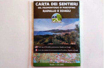 Portofinotrek paper trail map starting from Camogli, Portofino Park, Rapallo, Zoagli up to Chiavari