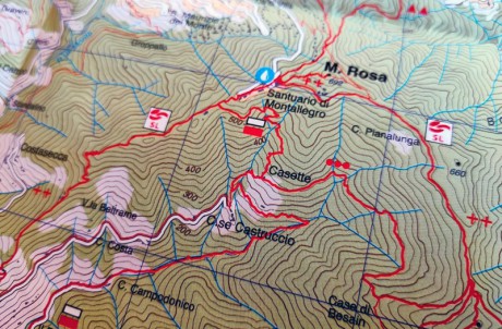 Portofinotrek paper trail map starting from Camogli, Portofino Park, Rapallo, Zoagli up to Chiavari