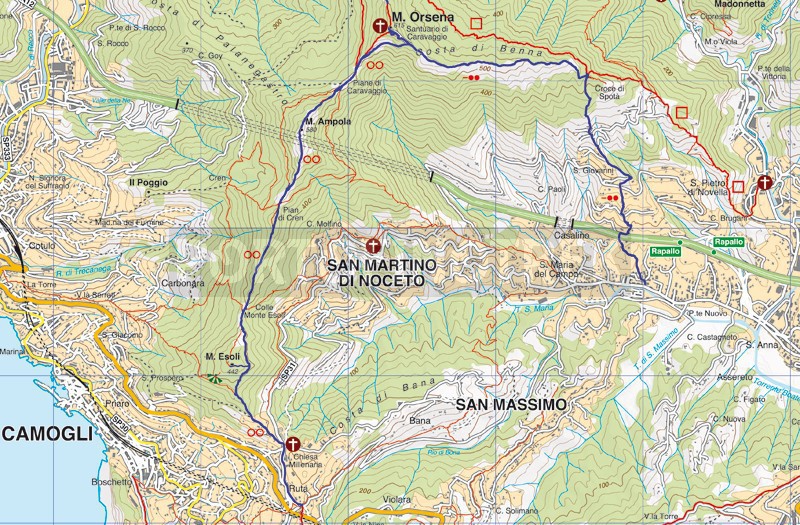 Rapallo - Santuario di Caravaggio - Ruta di Camogli
