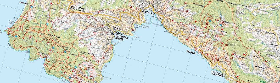 Main paths of Portofino Park, Rapallo et Zoagli